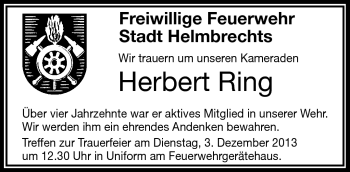 Traueranzeige von Herbert Ring von Frankenpost