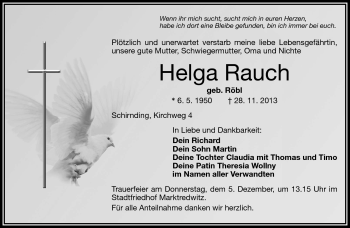 Traueranzeige von Helga Rauch von Frankenpost