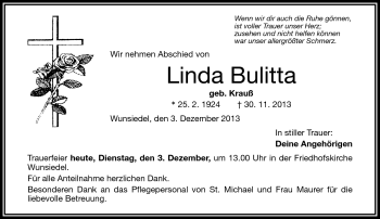 Traueranzeige von Linda Bulitta von Frankenpost