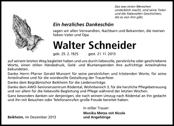 Traueranzeige von Walter Schneider von Neue Presse Coburg
