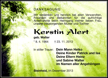 Traueranzeige von Kerstin Alert von Südthüringer Presse