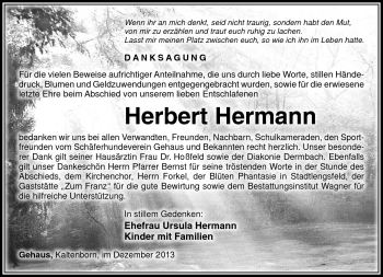Traueranzeige von Herbert Hermann von Südthüringer Presse