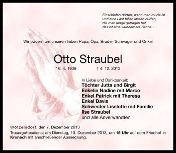 Traueranzeige von Otto Straubel von Neue Presse Coburg