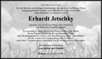 Traueranzeige von Erhardt Jetschky von Südthüringer Presse