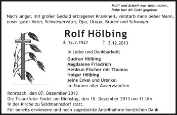 Traueranzeige von Rolf Hölbing von Neue Presse Coburg