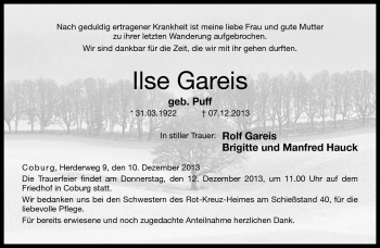 Traueranzeige von Ilse Gareis von Neue Presse Coburg