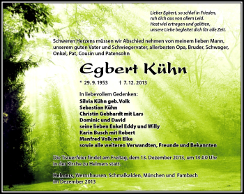 Traueranzeige von Egbert Kühn von Südthüringer Presse