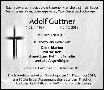 Traueranzeige von Adolf Güttner von Neue Presse Coburg
