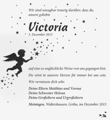 Traueranzeige von Victoria Haase von Südthüringer Presse