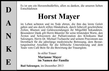 Traueranzeige von Horst Mayer von Südthüringer Presse