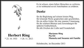 Traueranzeige von Herbert Ring von Frankenpost