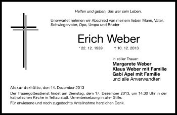 Traueranzeige von Erich Weber von Neue Presse Coburg