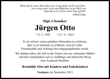 Traueranzeige von Jürgen Otto von Südthüringer Presse