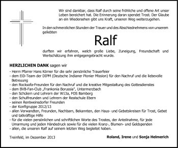 Traueranzeige von Ralf Helmerich von Neue Presse Coburg