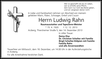 Traueranzeige von Ludwig Rahn von Frankenpost