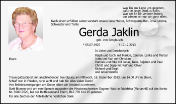 Traueranzeige von Gerd Jaklin von Neue Presse Coburg