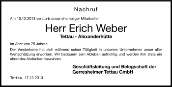 Traueranzeige von Erich Weber von Neue Presse Coburg