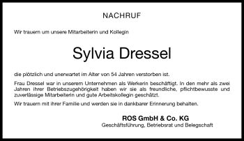 Traueranzeige von Sylvia Dressel von Neue Presse Coburg