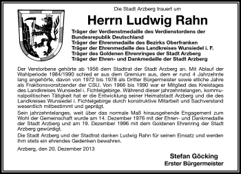Traueranzeige von Ludwig Rahn von Frankenpost