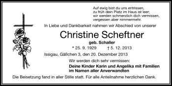Traueranzeige von Christine Scheftner von Frankenpost