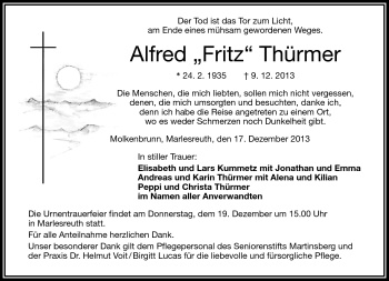 Traueranzeige von Alfred Thürmer von Frankenpost