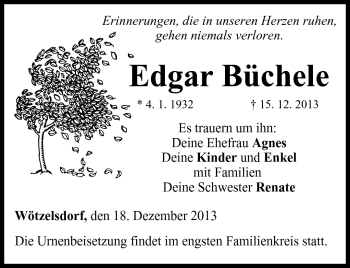 Traueranzeige von Edgar Büchel von Neue Presse Coburg