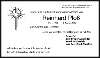 Traueranzeige von Reinhard Ploß von Frankenpost