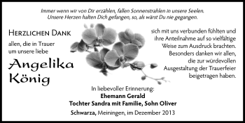 Traueranzeige von Angelika König von Südthüringer Presse