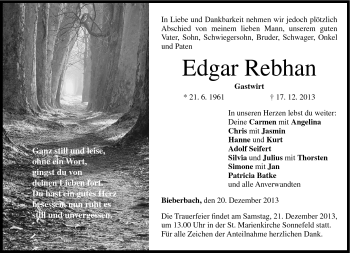 Traueranzeige von Edgar Rebhan von Neue Presse Coburg