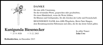 Traueranzeige von Kunigunda Biesenecker von Neue Presse Coburg