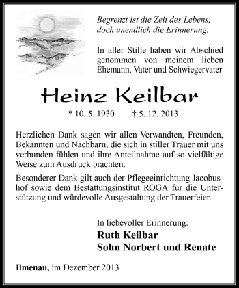 Traueranzeige von Heinz Keilbar von Südthüringer Presse