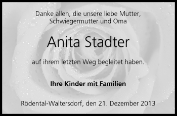 Traueranzeige von Anita Stadter von Neue Presse Coburg