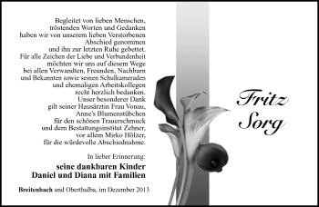 Traueranzeige von Fritz Srog von Südthüringer Presse