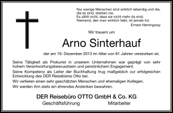 Traueranzeige von Arno Sinterhauf von Frankenpost
