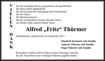 Traueranzeige von Alfred Thürmer von Frankenpost