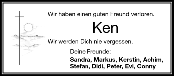 Traueranzeige von Ken  von Frankenpost