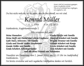 Traueranzeige von Konrad Müller von Frankenpost
