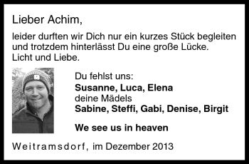 Traueranzeige von Achim Posekardt von Neue Presse Coburg