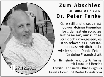 Traueranzeige von Peter Funke von Frankenpost
