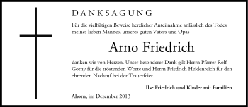 Traueranzeige von Arno Friedrich von Neue Presse Coburg