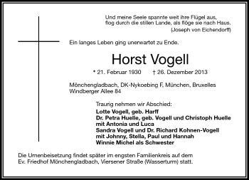 Traueranzeige von Horst Vogell von Frankenpost