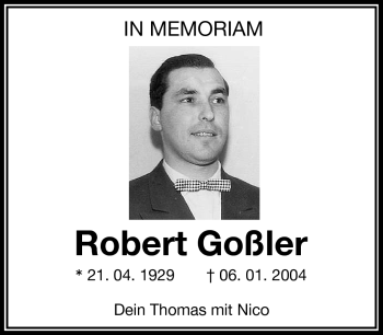 Traueranzeige von Robert Goßler von Frankenpost