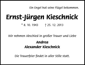 Traueranzeige von Ernst-Jürgen Kieschnick von Südthüringer Presse