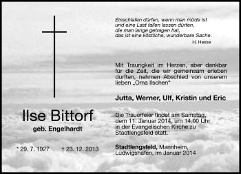 Traueranzeige von Ilse Bittorf von Südthüringer Presse