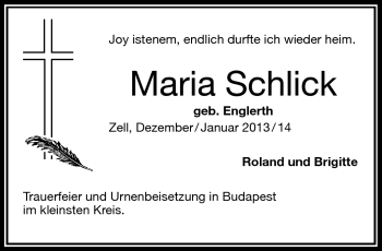 Traueranzeige von Maria Schlick von Frankenpost