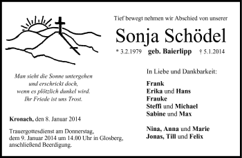 Traueranzeige von Sonja Schödel von Neue Presse Coburg