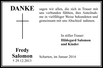 Traueranzeige von Fredy Salomon von Frankenpost