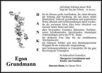 Traueranzeige von Egon Grundmann von Südthüringer Presse