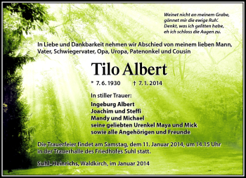 Traueranzeige von Tilo Albert von Südthüringer Presse