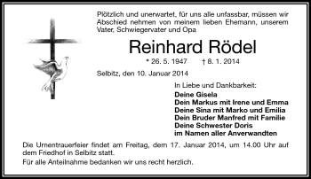 Traueranzeige von Reinhard Rödel von Frankenpost